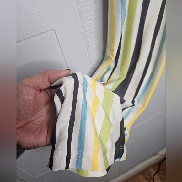 Serengeti Plus 1X Blue Yellow Stripe Wide Leg Pull On Pants NWOT Coastal Grandma - Picture 4 of 10